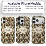 Classic Strawberry Vine Floral Vintage Seamless Custom Name Protective Phone Case Mobile Cover Durable Everyday Smartphone Shock Resistant