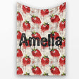 Grunge Strawberry Fruit Drip Artistic Seamless Pattern Name Cute  Personalised Custom Name Super Soft Fleece Blanket Bed Sofa Throw
