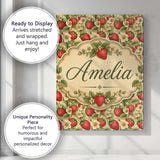 Personalised Name Fresh Strawberry Flower Custom  Unique Gift Idea Elegant Feature Canvas Wall Art Print Decor Picture Ready to Hang