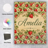 Personalised Name Fresh Strawberry Flower Custom  Unique Gift Idea Elegant Feature Canvas Wall Art Print Decor Picture Ready to Hang