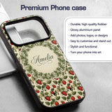 Vintage Strawberry Vine Rustic Wood Background Custom Name Protective Phone Case Mobile Cover Durable Everyday Smartphone Shock Resistant
