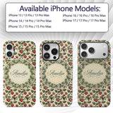 Vintage Strawberry Vine Rustic Wood Background Custom Name Protective Phone Case Mobile Cover Durable Everyday Smartphone Shock Resistant