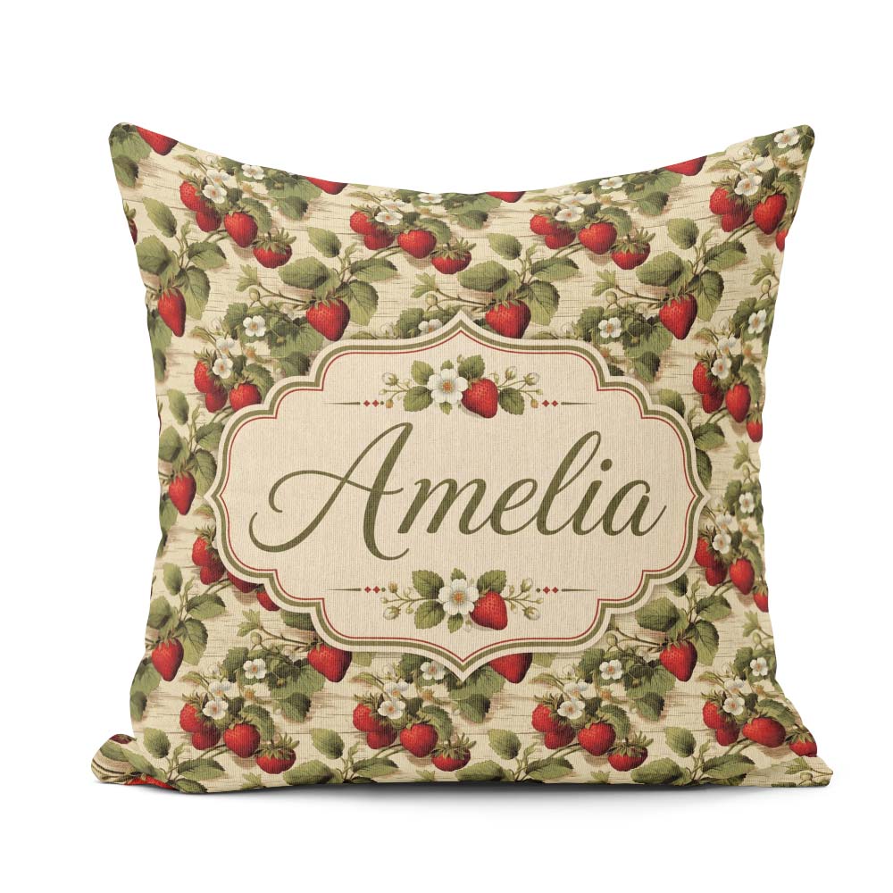 Custom Name Classic Botanical Cream Garden Seamless Pattern Name Square Filled Cushion Throw Pillow Sofa Bed Home Decor Zip Washable UK Made