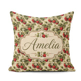 Custom Name Classic Botanical Cream Garden Seamless Pattern Name Square Filled Cushion Throw Pillow Sofa Bed Home Decor Zip Washable UK Made