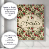 Personalised Name Classic Strawberry Custom Premium Decorative Design Modern Room Accent Canvas Wall Art Print Decor Picture Ready to Hang