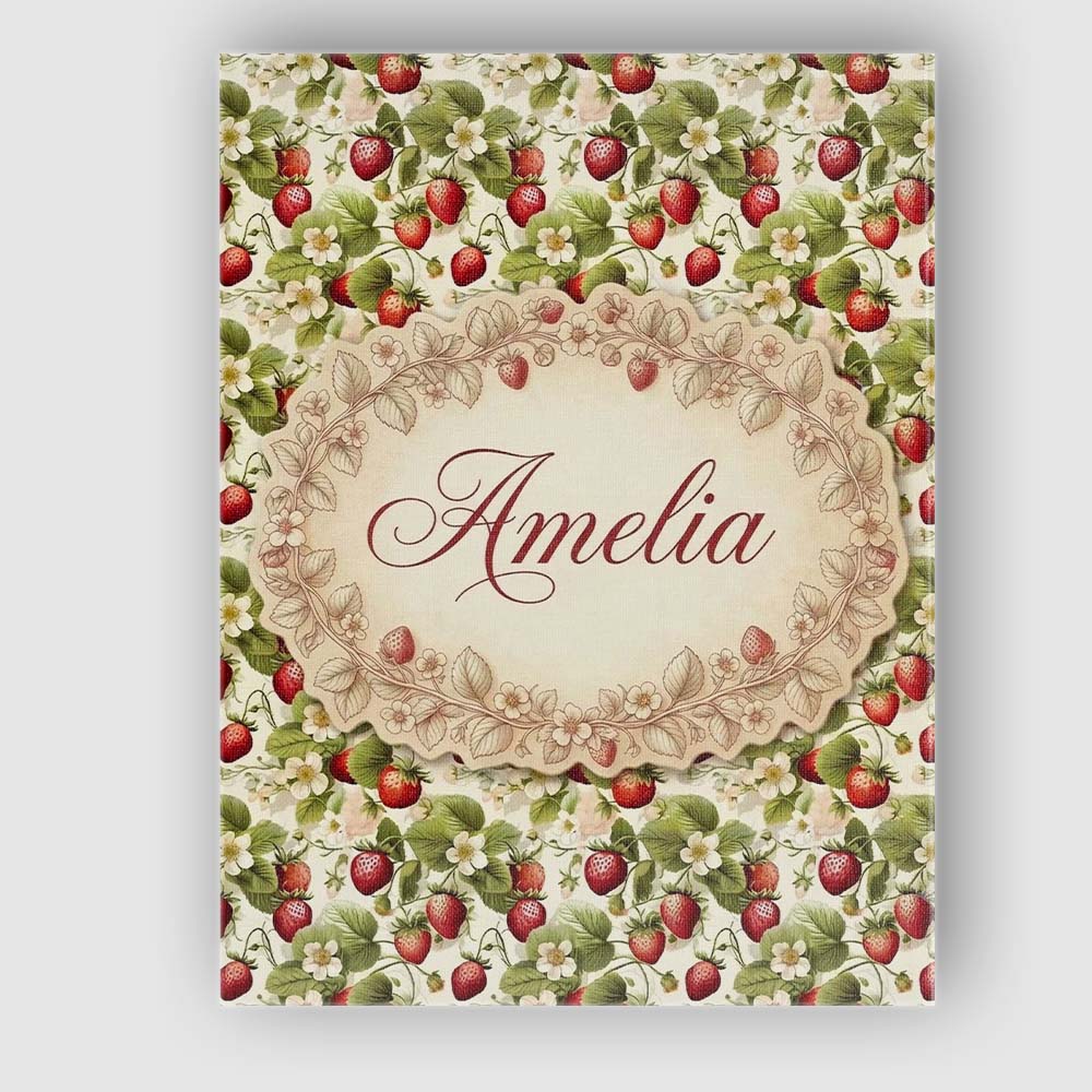 Personalised Name Fresh Strawberry Blossom Custom  Unique Gift Idea Elegant Feature Canvas Wall Art Print Decor Picture Ready to Hang