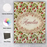 Personalised Name Fresh Strawberry Blossom Custom  Unique Gift Idea Elegant Feature Canvas Wall Art Print Decor Picture Ready to Hang