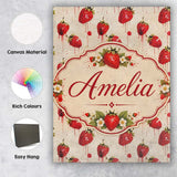 Personalised Name Abstract Strawberry Paint Custom  Bespoke Interior Contemporary Canvas Wall Art Print Decor Picture Ready to Hang