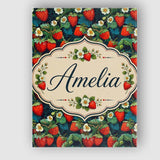 Personalised Name Dark Strawberry Botanical Custom  Bespoke Interior Contemporary Canvas Wall Art Print Decor Picture Ready to Hang