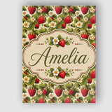 Personalised Name Classic Strawberry Garden Custom  Bespoke Interior Contemporary Canvas Wall Art Print Decor Picture Ready to Hang
