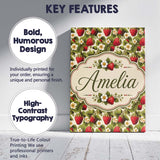 Personalised Name Classic Strawberry Garden Custom  Bespoke Interior Contemporary Canvas Wall Art Print Decor Picture Ready to Hang