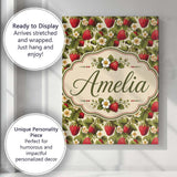 Personalised Name Classic Strawberry Garden Custom  Bespoke Interior Contemporary Canvas Wall Art Print Decor Picture Ready to Hang