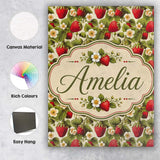 Personalised Name Classic Strawberry Garden Custom  Bespoke Interior Contemporary Canvas Wall Art Print Decor Picture Ready to Hang