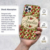 Classic Strawberry Garden Floral Cream Seamless Custom Name Protective Phone Case Mobile Cover Durable Everyday Smartphone Shock Resistant