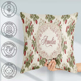 Custom Name Delicate Vine Soft Floral Seamless Pattern Name Cute Square Filled Cushion Throw Pillow Sofa Bed Home Decor Zip Washable UK Made