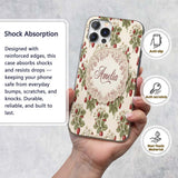 Delicate Strawberry Vine Soft Floral Seamless Custom Name Protective Phone Case Mobile Cover Durable Everyday Smartphone Shock Resistant