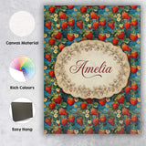 Personalised Name Artistic Strawberry Vine Custom  Unique Gift Idea Elegant Feature Canvas Wall Art Print Decor Picture Ready to Hang