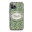 Blue Floral Branch Vintage Blossom Printed Design Custom Name Protective Phone Case Mobile Cover Durable Everyday Smartphone Shock Resistant
