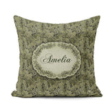 Custom Name Dark Forest Vine Branch Botanical Seamless Name Cute Square Filled Cushion Throw Pillow Sofa Bed Home Decor Zip Washable UK Made