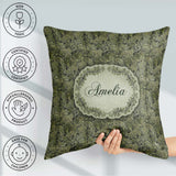 Custom Name Dark Forest Vine Branch Botanical Seamless Name Cute Square Filled Cushion Throw Pillow Sofa Bed Home Decor Zip Washable UK Made