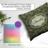 Custom Name Dark Forest Vine Branch Botanical Seamless Name Cute Square Filled Cushion Throw Pillow Sofa Bed Home Decor Zip Washable UK Made