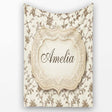 Autumn Floral Leaf Swirl Cream Seamless Pattern Name Cute Unique  Personalised Custom Name Super Soft Fleece Blanket Bed Sofa Throw