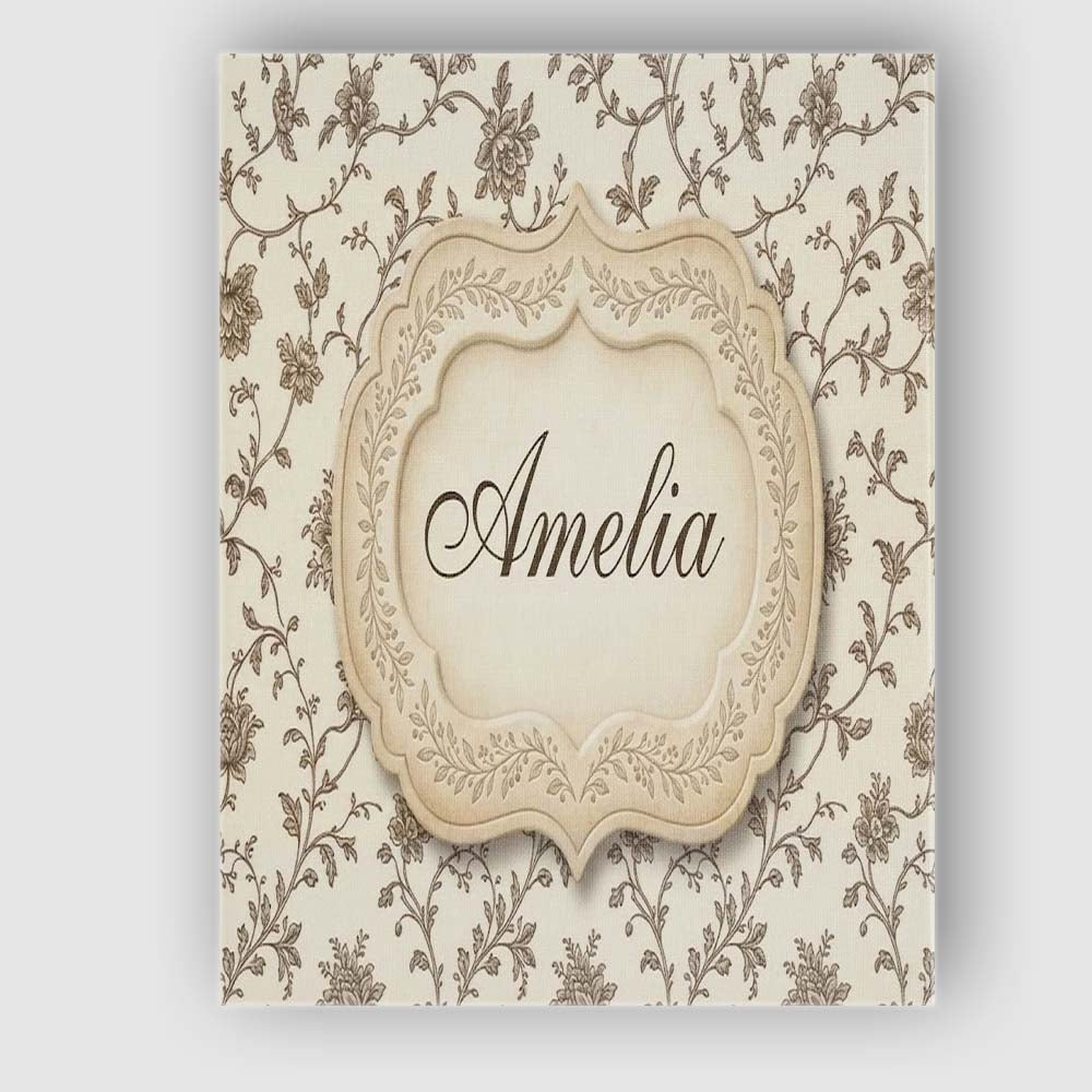 Personalised Name Autumn Floral Leaf Swirl Custom  Unique Gift Idea Elegant Feature Canvas Wall Art Print Decor Picture Ready to Hang