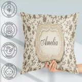 Custom Name Autumn Floral Leaf Swirl Cream Seamless Pattern Name Square Filled Cushion Throw Pillow Sofa Bed Home Decor Zip Washable UK Made