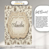 Autumn Floral Leaf Swirl Cream Seamless Pattern Name Cute Unique  Personalised Custom Name Super Soft Fleece Blanket Bed Sofa Throw