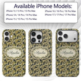 Vintage Green Grape Vine Leaves Seamless Pattern Custom Name Protective Phone Case Mobile Cover Durable Everyday Smartphone Shock Resistant