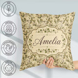 Custom Name Elegant Twisting Vine Minimal Seamless Pattern Name Square Filled Cushion Throw Pillow Sofa Bed Home Decor Zip Washable UK Made