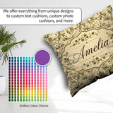 Custom Name Elegant Twisting Vine Minimal Seamless Pattern Name Square Filled Cushion Throw Pillow Sofa Bed Home Decor Zip Washable UK Made