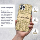 Elegant Twisting Vine Leaves Minimal Seamless Custom Name Protective Phone Case Mobile Cover Durable Everyday Smartphone Shock Resistant