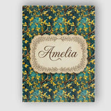 Personalised Name Golden Leaf Branch Teal Custom  Unique Gift Idea Elegant Feature Canvas Wall Art Print Decor Picture Ready to Hang
