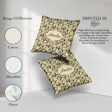 Custom Name Red and Blue Berry Vine Leaves Seamless Pattern Name Square Filled Cushion Throw Pillow Sofa Bed Home Decor Zip Washable UK Made