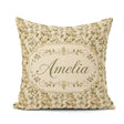 Custom Name Soft Neutral Botanical Vine Leaves Pattern Name Cute Square Filled Cushion Throw Pillow Sofa Bed Home Decor Zip Washable UK Made