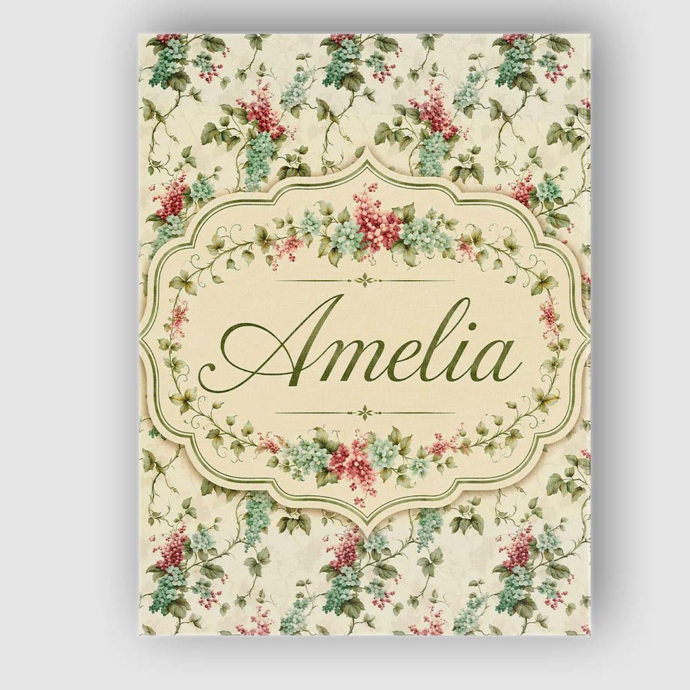 Personalised Name Pastel Floral Berry Vine Custom  Unique Gift Idea Elegant Feature Canvas Wall Art Print Decor Picture Ready to Hang