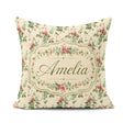 Custom Name Pastel Berry Vine Elegant Seamless Pattern Name Cute Square Filled Cushion Throw Pillow Sofa Bed Home Decor Zip Washable UK Made