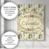 Personalised Name Pastel Floral Berry Vine Custom  Unique Gift Idea Elegant Feature Canvas Wall Art Print Decor Picture Ready to Hang