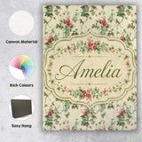 Personalised Name Pastel Floral Berry Vine Custom  Unique Gift Idea Elegant Feature Canvas Wall Art Print Decor Picture Ready to Hang