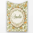 Vintage Orange Blossom Branch Seamless Pattern Name Cute Unique Gift  Personalised Custom Name Super Soft Fleece Blanket Bed Sofa Throw