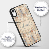 Minimal Birch Tree Autumn Leaves Seamless Pattern Custom Name Protective Phone Case Mobile Cover Durable Everyday Smartphone Shock Resistant