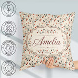 Custom Name Autumn Branches with Red and Leaves Seamless Pattern Square Filled Cushion Throw Pillow Sofa Bed Home Decor Zip Washable UK Made