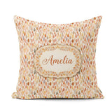 Custom Name Soft Pastel Falling Leaves Autumn Seamless Name Cute Square Filled Cushion Throw Pillow Sofa Bed Home Decor Zip Washable UK Made
