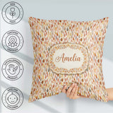 Custom Name Soft Pastel Falling Leaves Autumn Seamless Name Cute Square Filled Cushion Throw Pillow Sofa Bed Home Decor Zip Washable UK Made