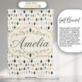 Scattered Neutral Tone Leaves Elegant Seamless Pattern Name Cute  Personalised Custom Name Super Soft Fleece Blanket Bed Sofa Throw