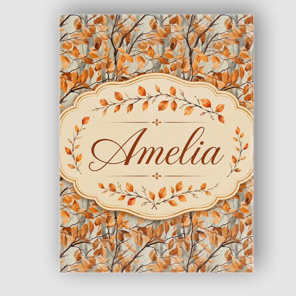Personalised Name Warm Autumn Branches with Custom  Bespoke Interior Contemporary Canvas Wall Art Print Decor Picture Ready to Hang