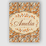 Personalised Name Warm Autumn Branches with Custom  Bespoke Interior Contemporary Canvas Wall Art Print Decor Picture Ready to Hang
