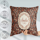 Custom Name Floral Autumn Branches with Orange Blossoms Seamless Square Filled Cushion Throw Pillow Sofa Bed Home Decor Zip Washable UK Made