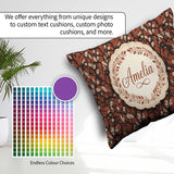 Custom Name Floral Autumn Branches with Orange Blossoms Seamless Square Filled Cushion Throw Pillow Sofa Bed Home Decor Zip Washable UK Made